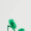 Heeled Feathered Sandals Green