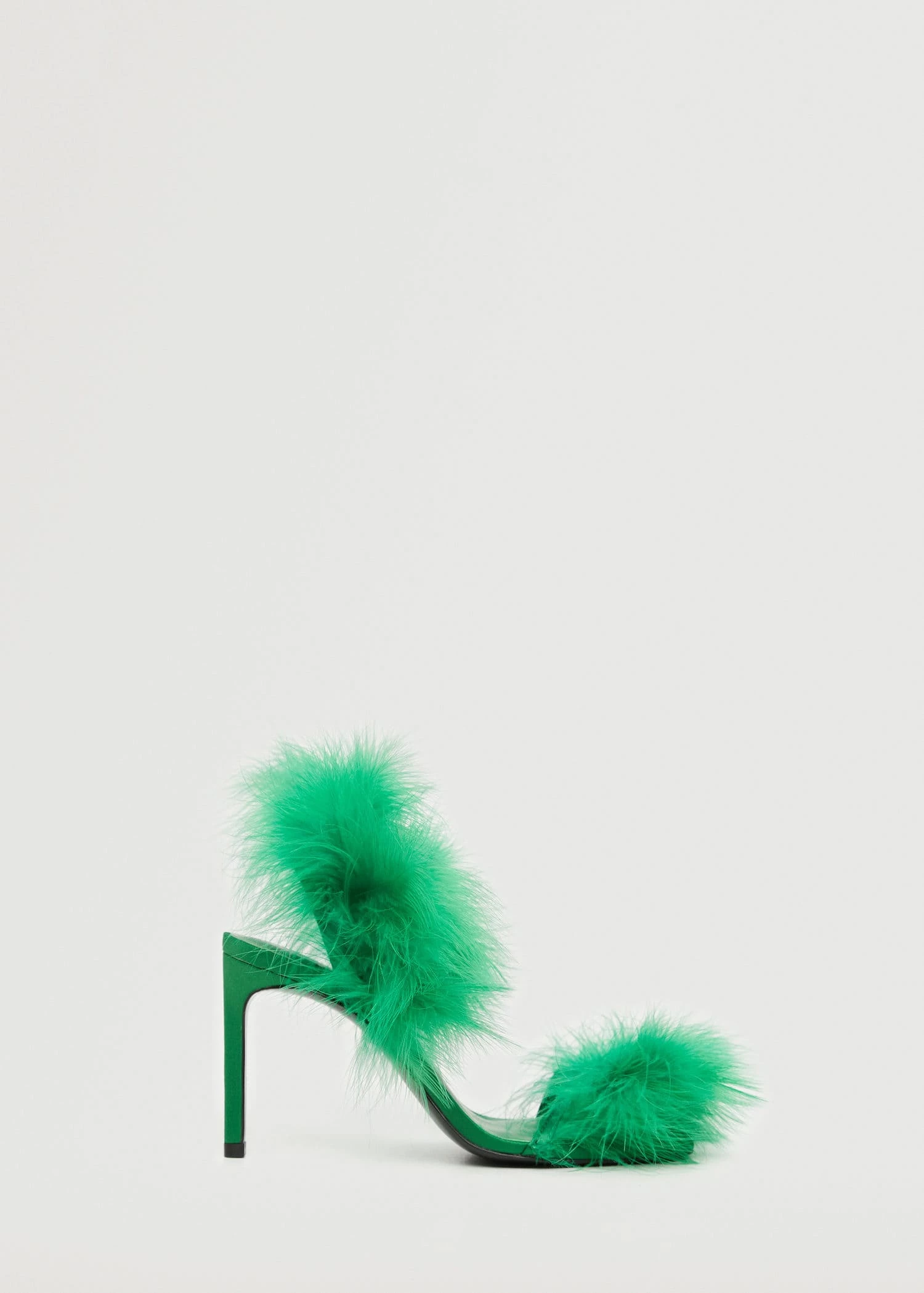 Heeled Feathered Sandals Green 2 Heeled Feathered Sandals Green