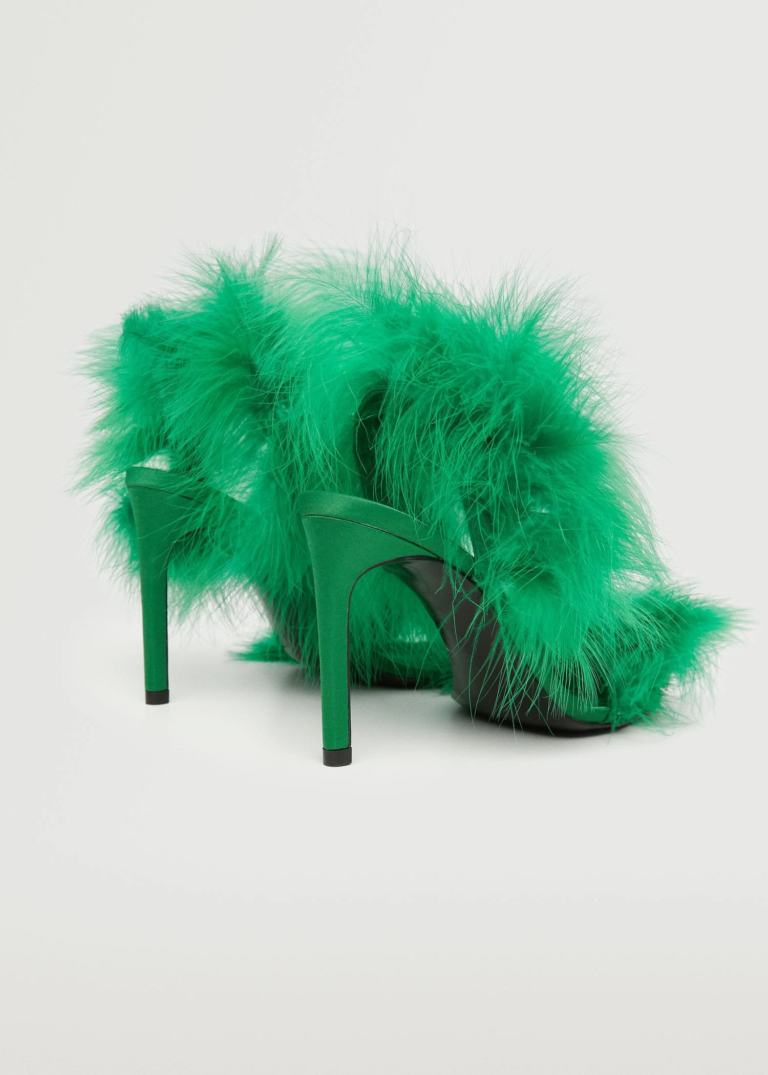 Heeled Feathered Sandals Green 5 Heeled Feathered Sandals Green - Image 4