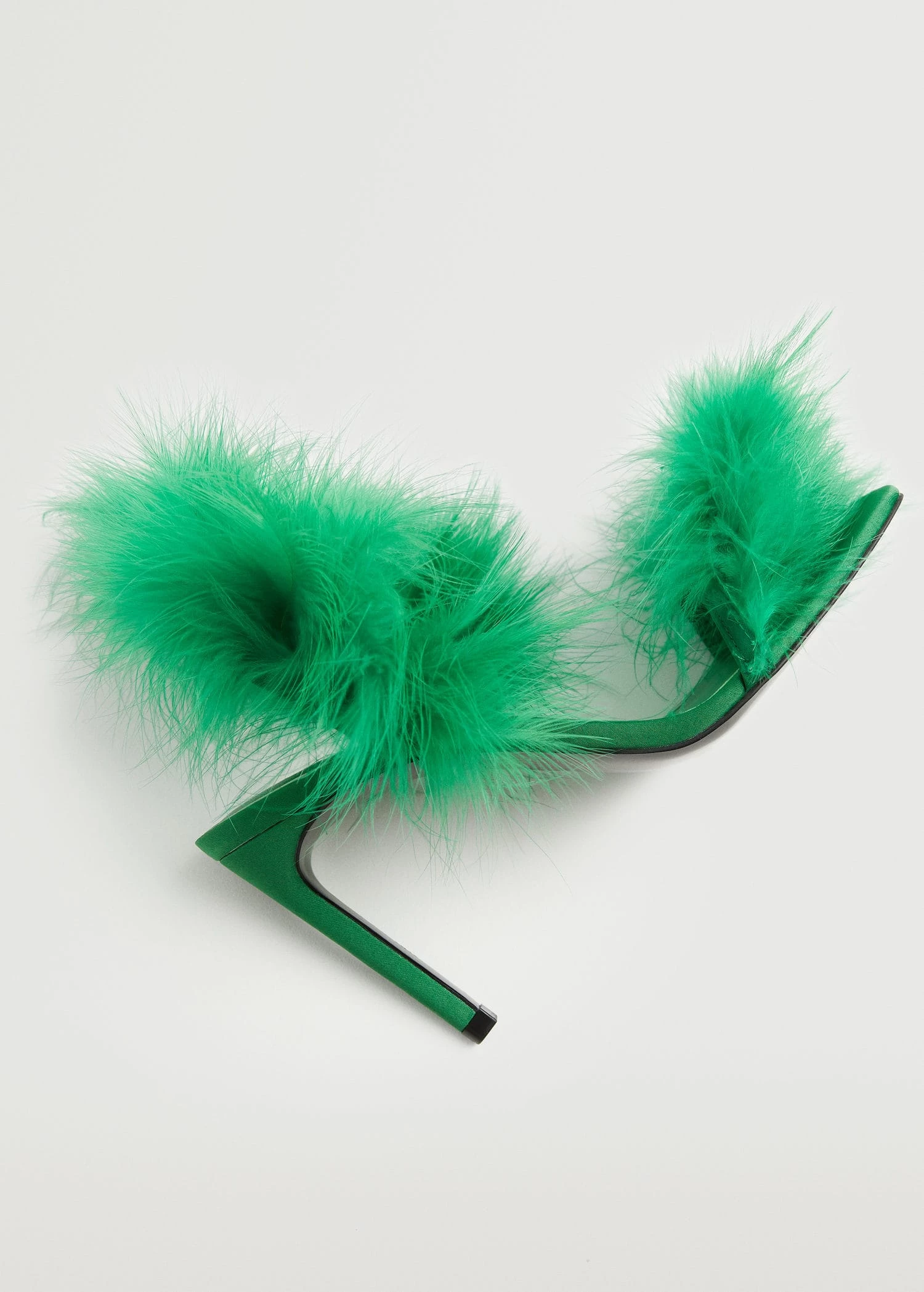 Heeled Feathered Sandals Green 6 Heeled Feathered Sandals Green - Image 5