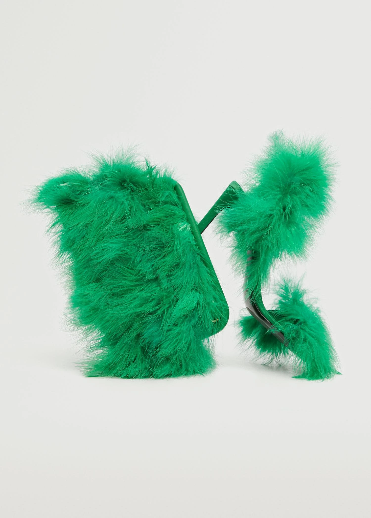 Heeled Feathered Sandals Green 7 Heeled Feathered Sandals Green - Image 6