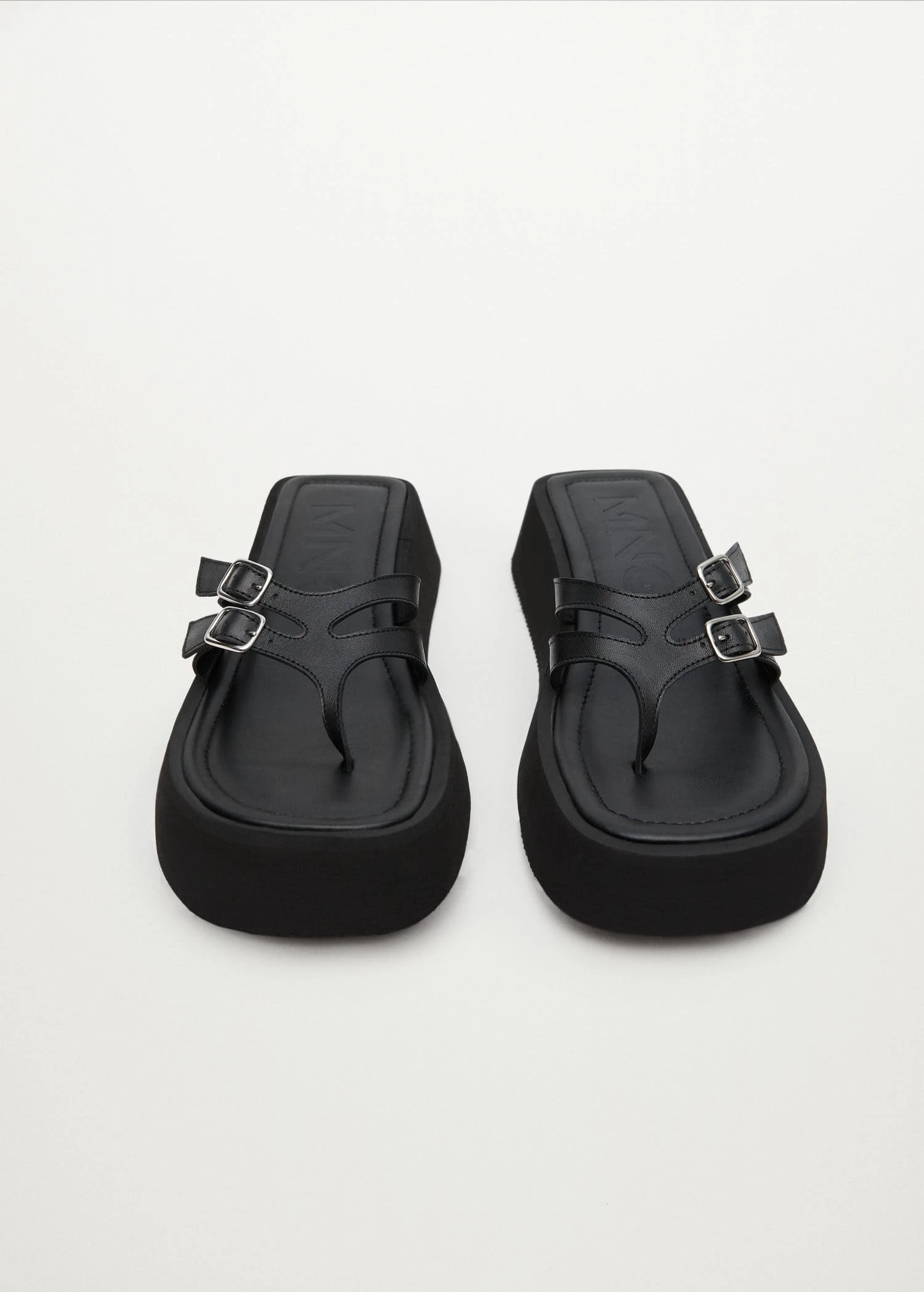 Platform Leather Sandals Black 6 Platform Leather Sandals Black - Image 4