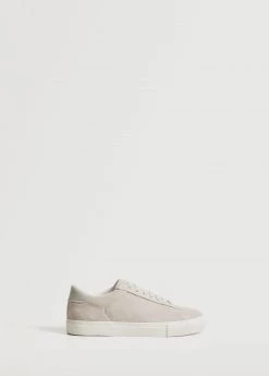 Lace-up Leather Sneakers Light Heather Grey