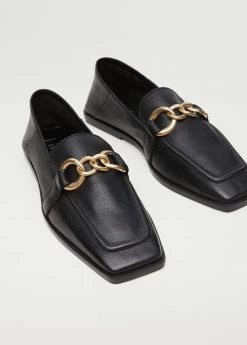 Leather Loafers With Chain Black -Mango Shoes Sales unnamed file 1155