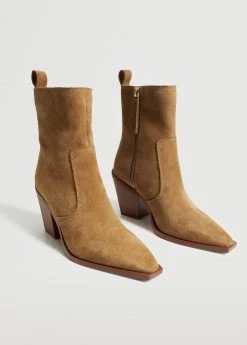 Heel Leather Ankle Boot Medium Brown 25 Heel Leather Ankle Boot Medium Brown -Mango Shoes Sales unnamed file 1192
