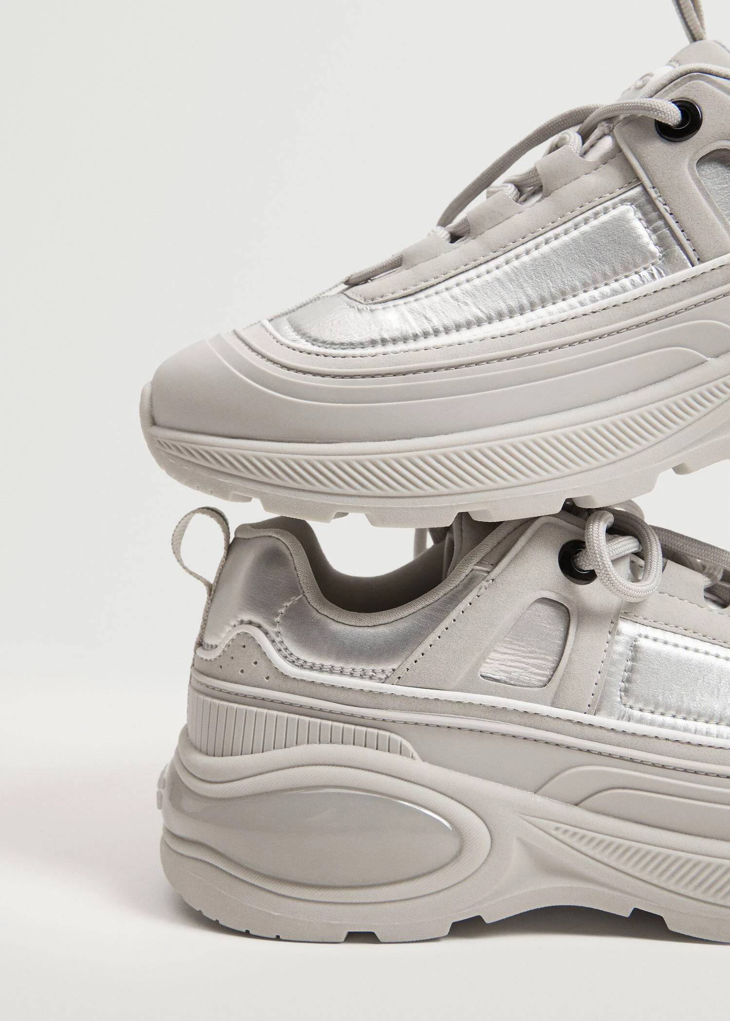 Lace-up Mixed Sneakers Black 8 Lace-up Mixed Sneakers Black - Image 6