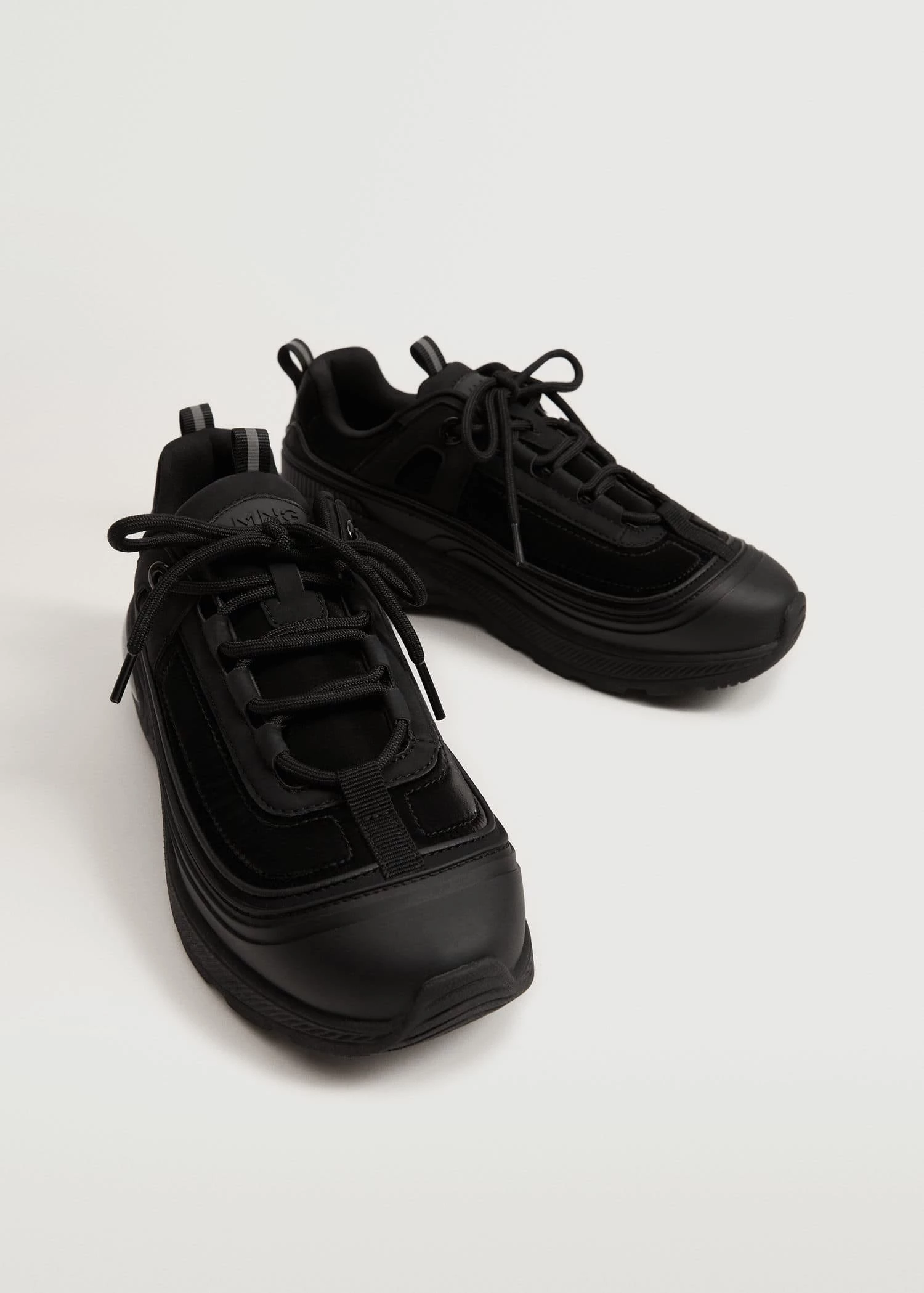 Lace-up Mixed Sneakers Black 12 Lace-up Mixed Sneakers Black - Image 10