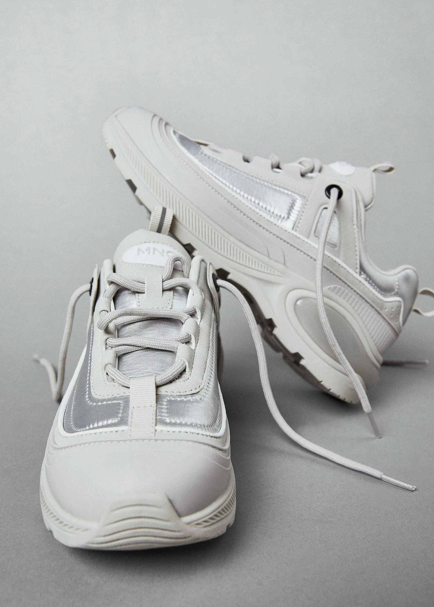 Lace-up Mixed Sneakers Black 16 Lace-up Mixed Sneakers Black - Image 14