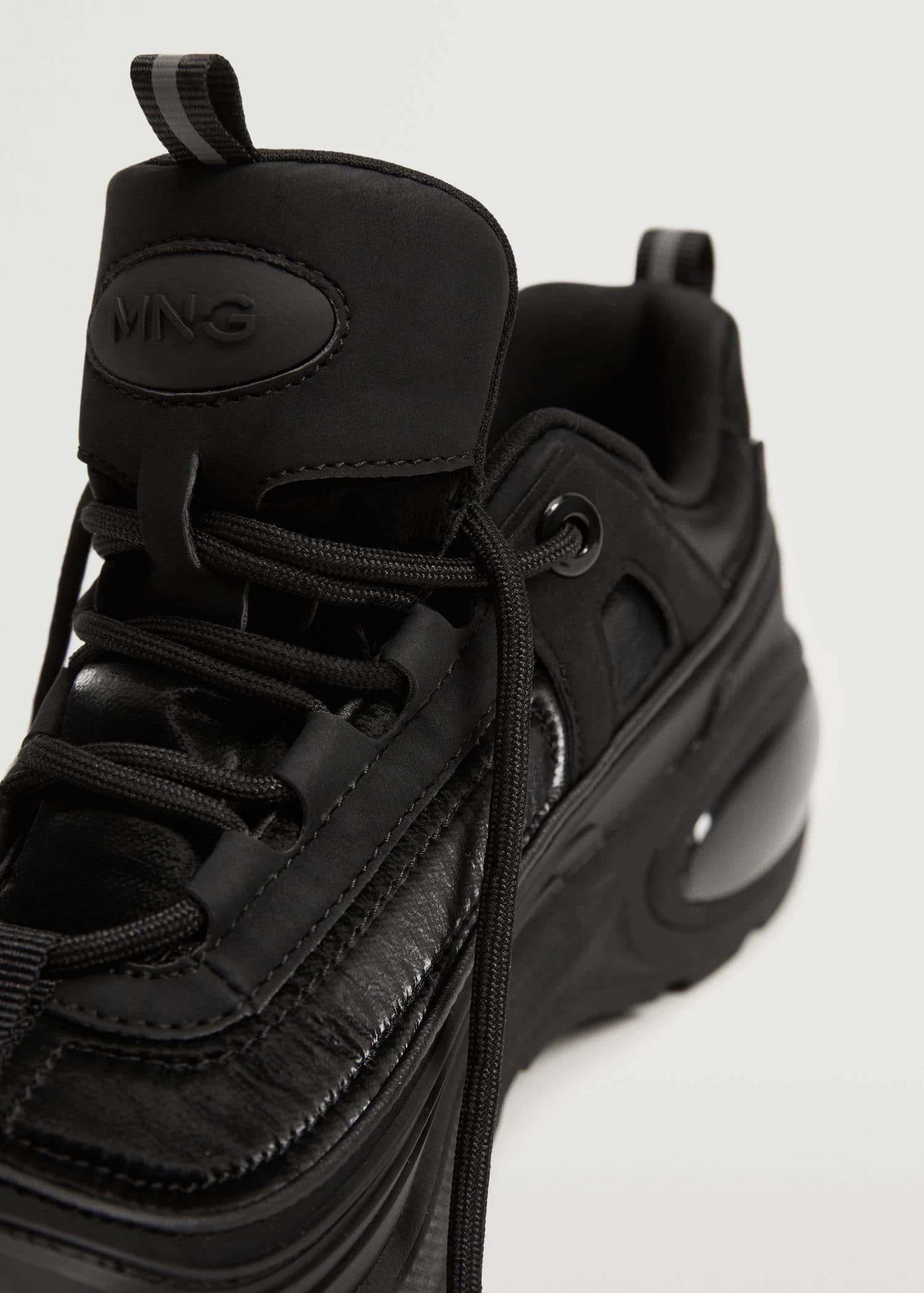 Lace-up Mixed Sneakers Black 17 Lace-up Mixed Sneakers Black - Image 15