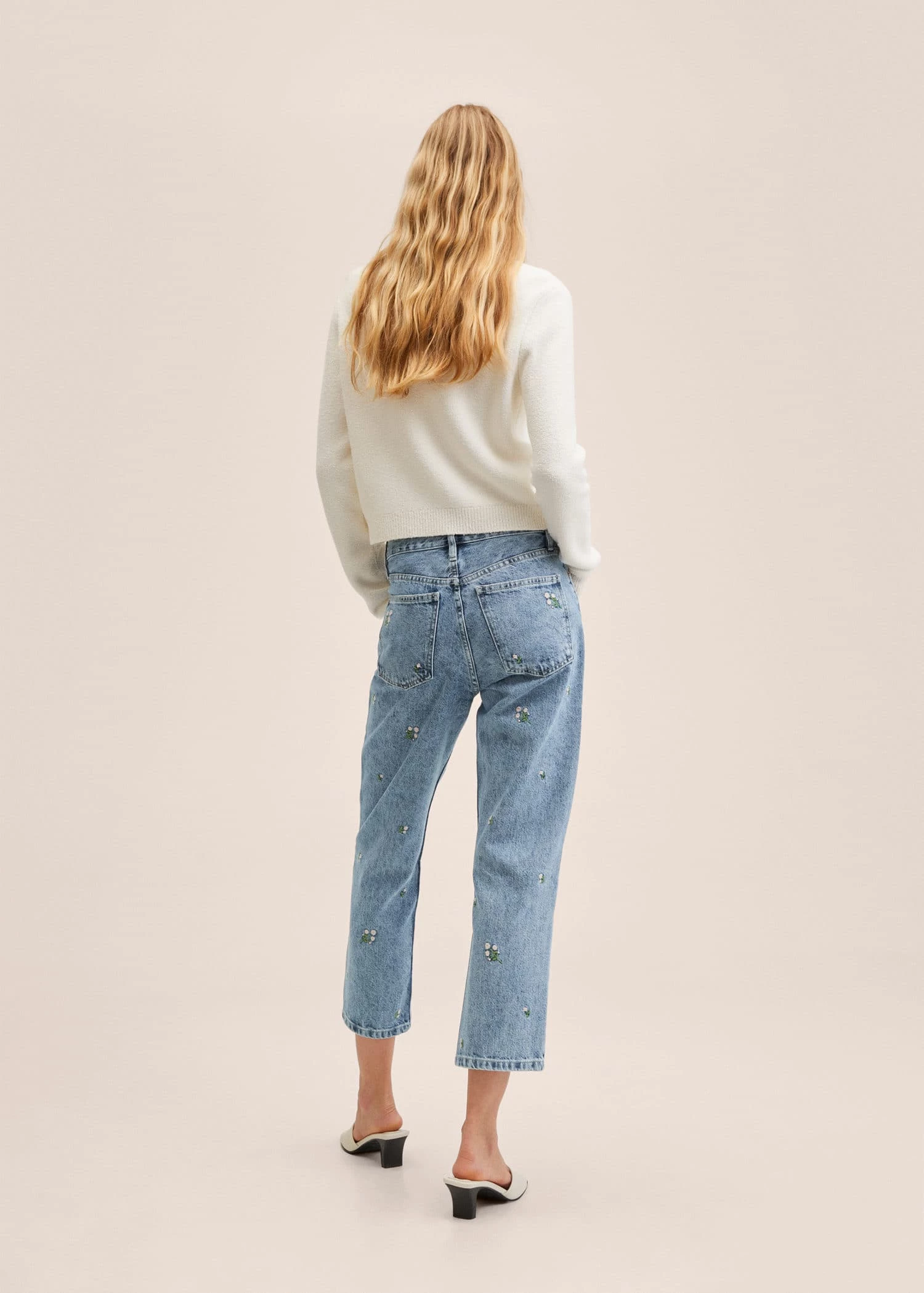 Mango Floral Embroidery Jeans Medium Blue 4 Mango Floral Embroidery Jeans Medium Blue - Image 3