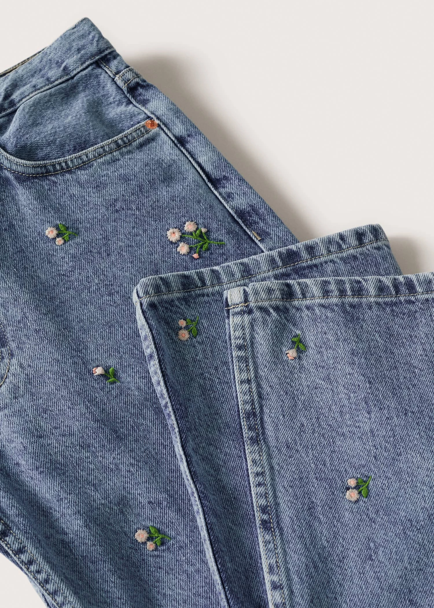 Mango Floral Embroidery Jeans Medium Blue 8 Mango Floral Embroidery Jeans Medium Blue - Image 7