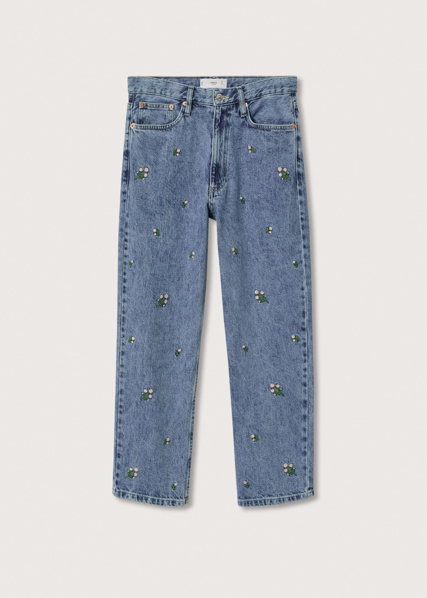 Mango Floral Embroidery Jeans Medium Blue 9 Mango Floral Embroidery Jeans Medium Blue - Image 8