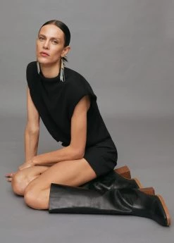 Heel Leather Boot Black