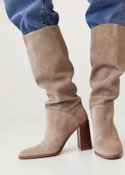 High Heel Leather Boot Light/pastel Grey