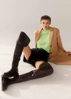 Leather Boots With Track Sole Chocolate