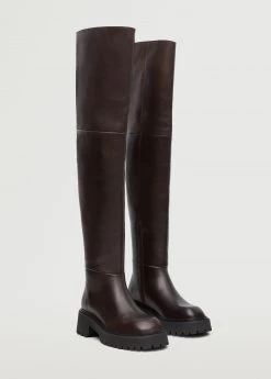 Leather Boots With Track Sole Chocolate -Mango Shoes Sales unnamed file 1384