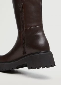 Leather Boots With Track Sole Chocolate -Mango Shoes Sales unnamed file 1388