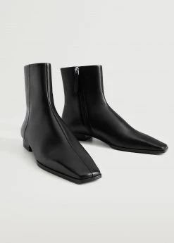 Leather Pointed Ankle Boots Black -Mango Shoes Sales unnamed file 1399