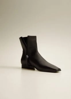 Leather Pointed Ankle Boots Black -Mango Shoes Sales unnamed file 1405
