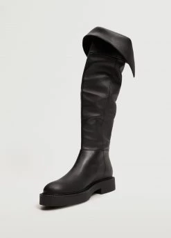 Leather Boots With Tall Leg Black -Mango Shoes Sales unnamed file 1423