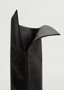 Leather Boots With Tall Leg Black -Mango Shoes Sales unnamed file 1424