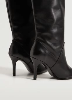 High Heel Leather Boot Black -Mango Shoes Sales unnamed file 1430