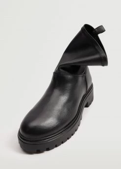 Serrated Sole Leather Ankle Boot Black -Mango Shoes Sales unnamed file 1490
