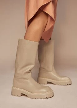 Leather Boots With Tall Leg Off White -Mango Shoes Sales unnamed file 1506
