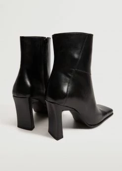 Squared Toe Leather Ankle Boots Black -Mango Shoes Sales unnamed file 1511