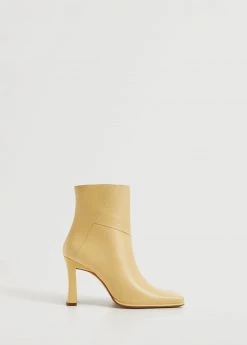 Squared Toe Leather Ankle Boots Black -Mango Shoes Sales unnamed file 1517