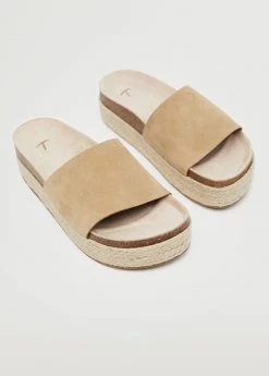 Mango Teen Platform Leather Sandals