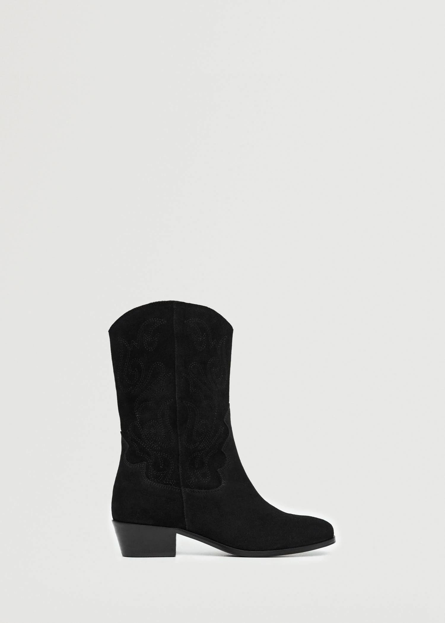 Mango Teen Cowboy Leather Boots Black 7 Mango Teen Cowboy Leather Boots Black - Image 5