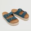 Mango Teen Esparto Leather Sandals Blue