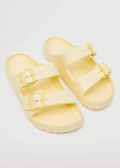 Mango Teen Flip Flops Buckles Pastel Green