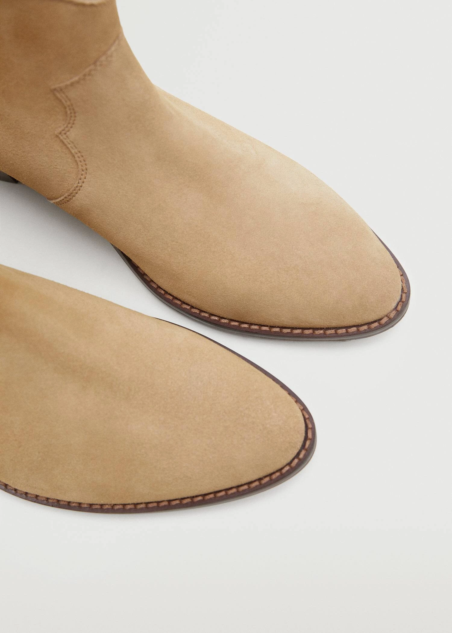 Mango Teen Leather Cowboy Ankle Boots Sand 6 Mango Teen Leather Cowboy Ankle Boots Sand - Image 4