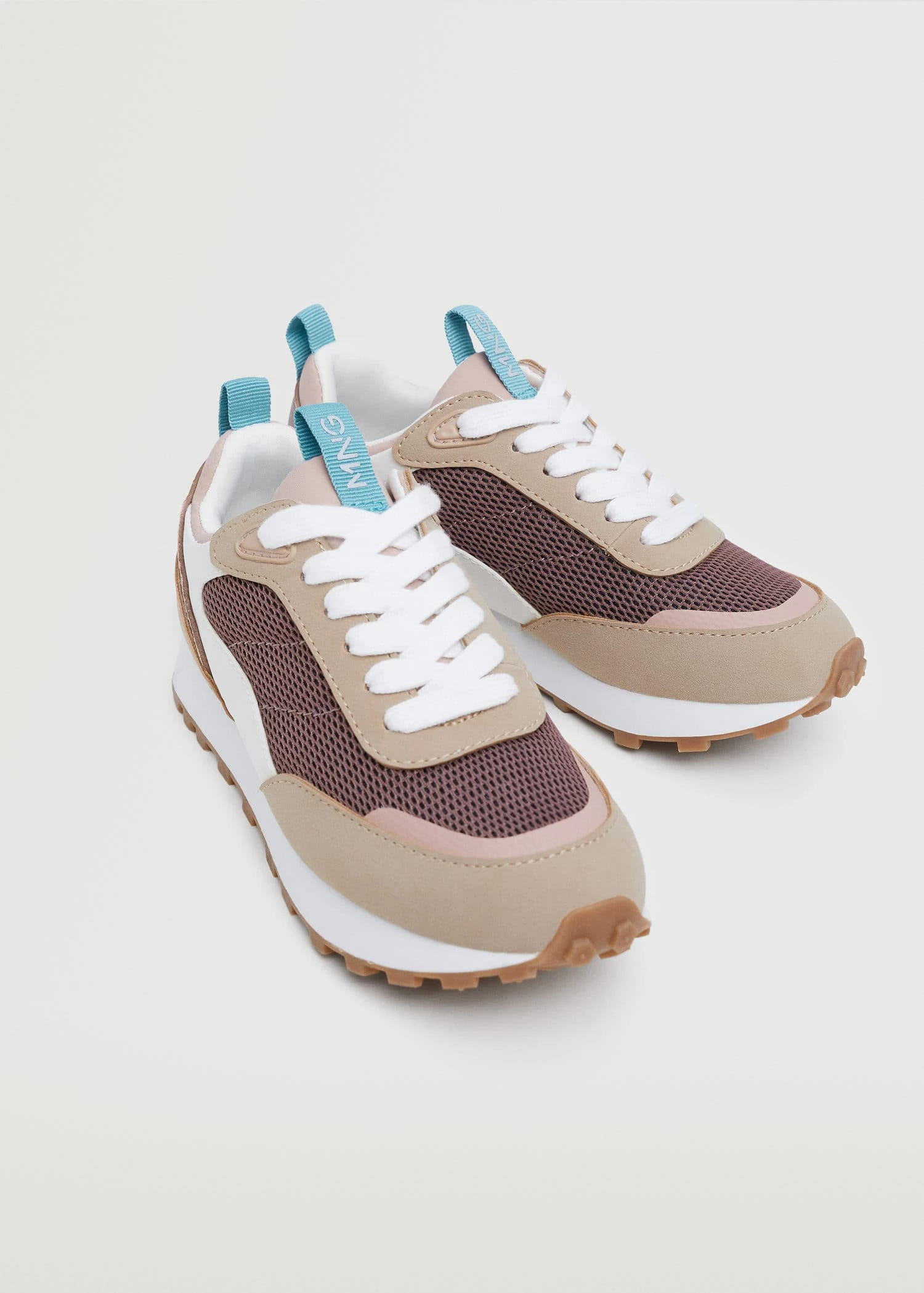 Mango Kids Lace-up Mixed Sneakers Pale Pink 3 Mango Kids Lace-up Mixed Sneakers Pale Pink