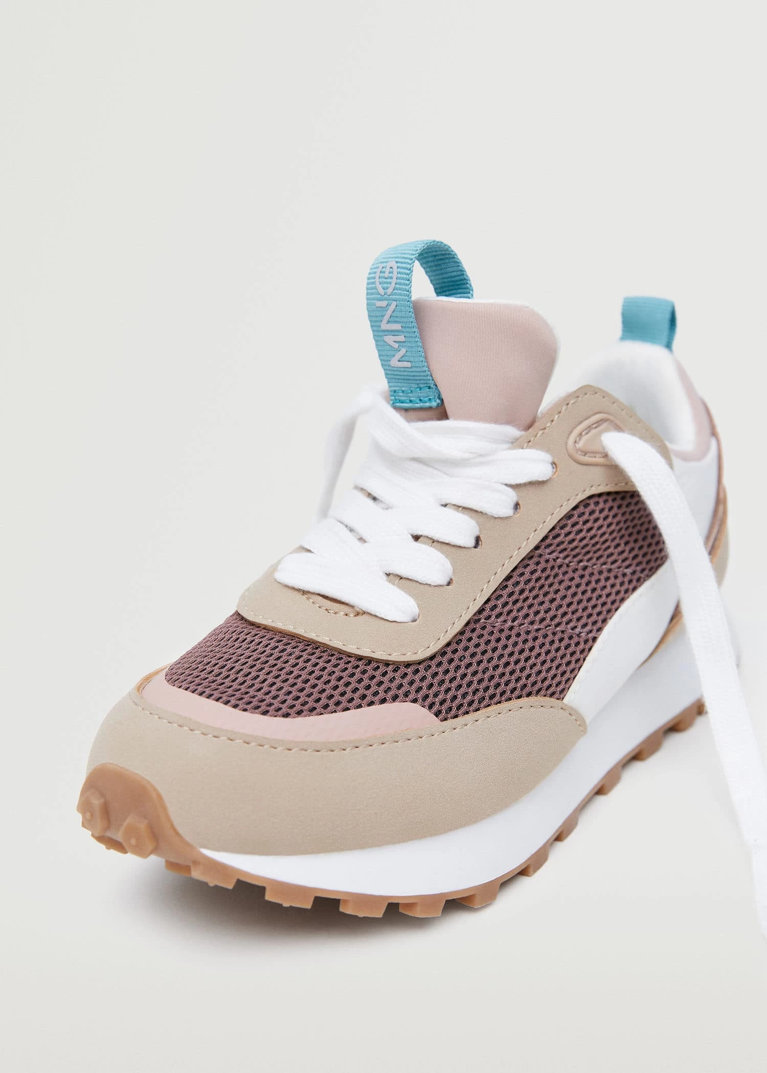 Mango Kids Lace-up Mixed Sneakers Pale Pink 5 Mango Kids Lace-up Mixed Sneakers Pale Pink - Image 3