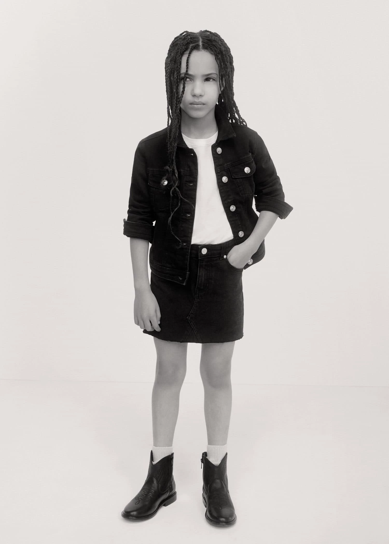 Mango Kids Leather Cowboy Ankle Boots Black 9 Mango Kids Leather Cowboy Ankle Boots Black - Image 7