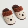 Mango Kids Hedgehog Plush Slippers Brown