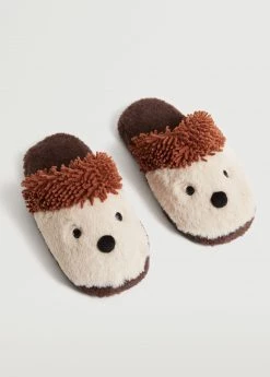 Mango Shoes Sales 18 Mango Kids Hedgehog Plush Slippers Brown