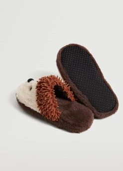 Mango Kids Hedgehog Plush Slippers Brown -Mango Shoes Sales unnamed file 1887