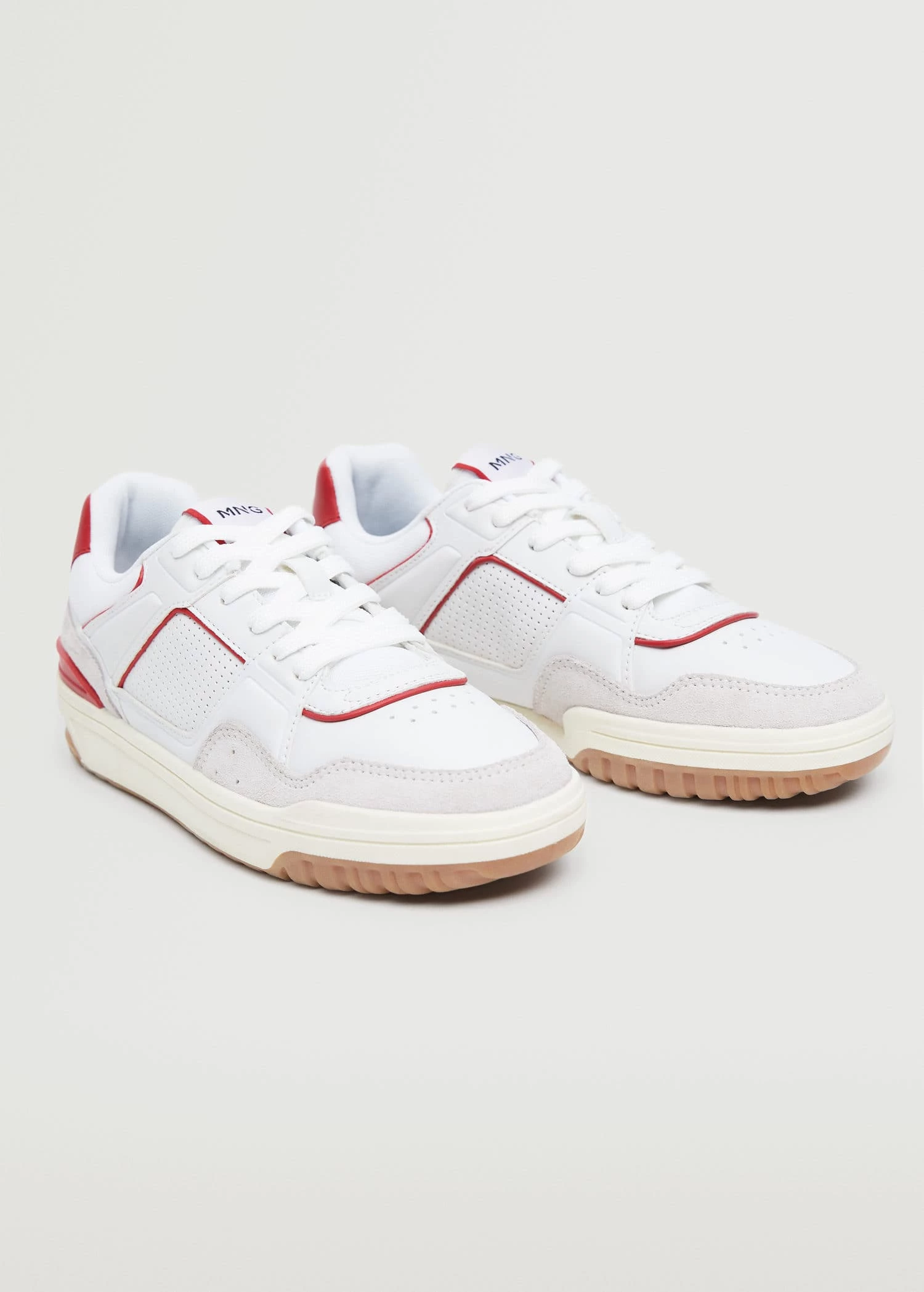 Lace-up Mixed Sneakers Red 4 Lace-up Mixed Sneakers Red - Image 2