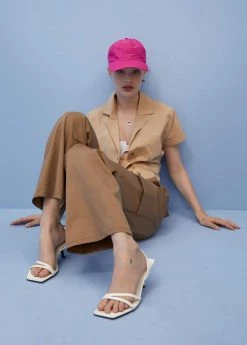 Heel Leather Sandals White