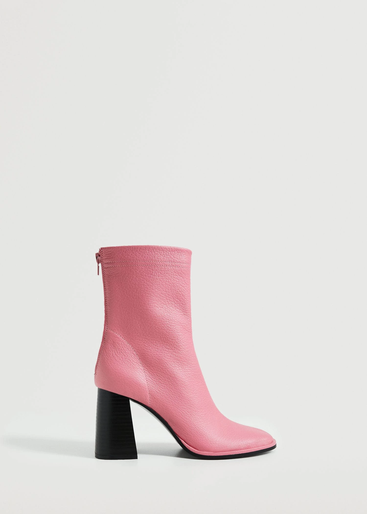 Heel Leather Ankle Boot Pink 2 Heel Leather Ankle Boot Pink