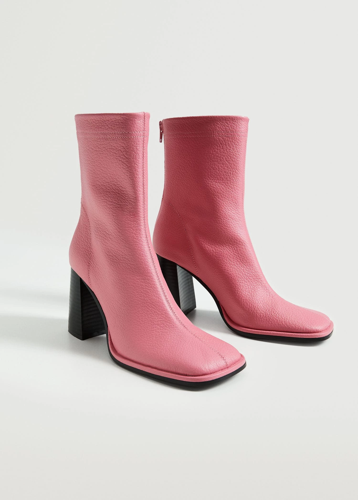Heel Leather Ankle Boot Pink 3 Heel Leather Ankle Boot Pink - Image 2