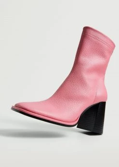 Heel Leather Ankle Boot Pink 11 Heel Leather Ankle Boot Pink -Mango Shoes Sales unnamed file 312