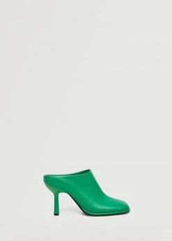Sling Back Leather Shoes Green