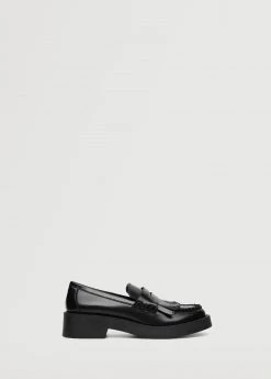 Fringe Patent Loafers Black