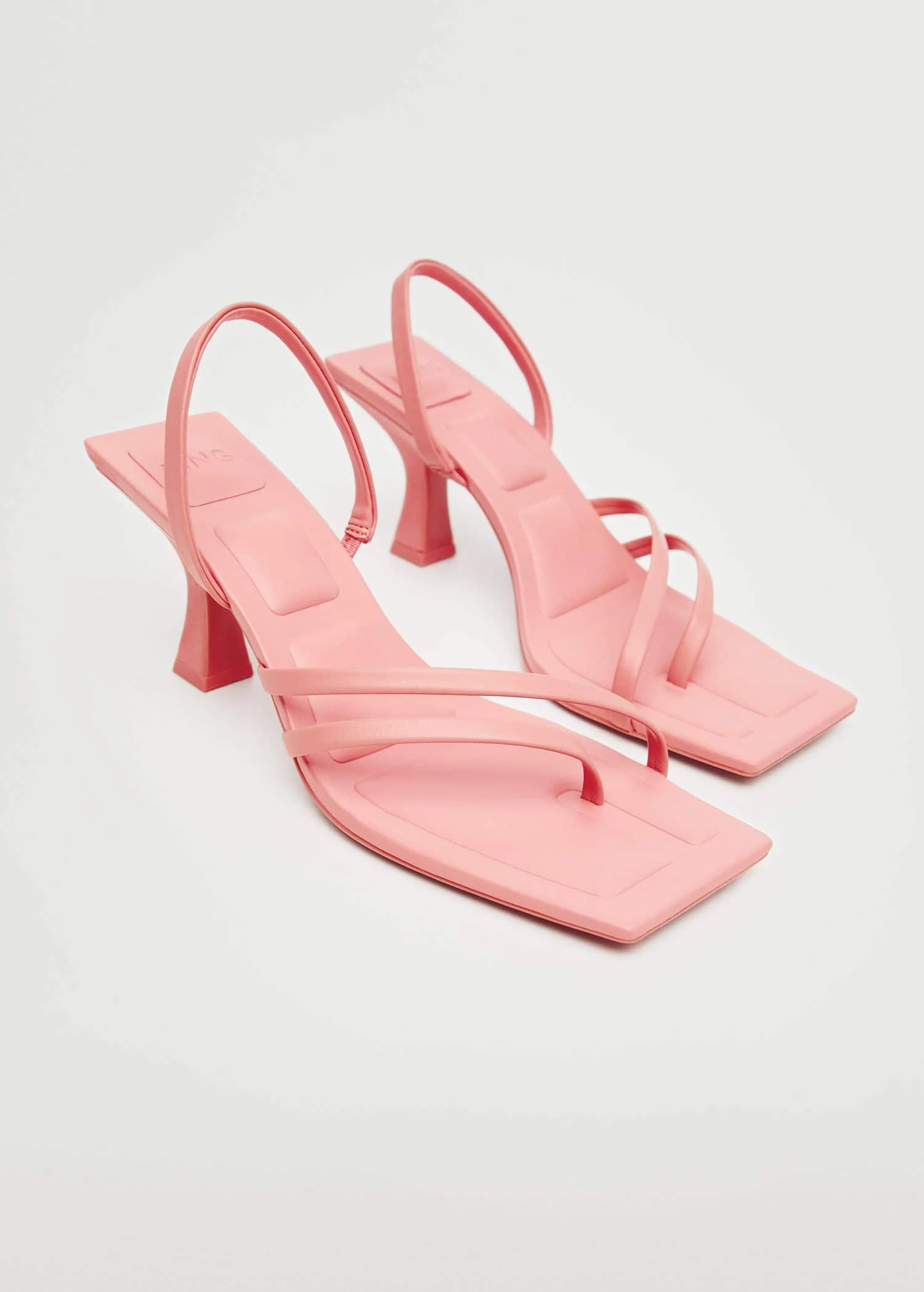 Straps Heel Leather Sandals Pastel Pink 5 Straps Heel Leather Sandals Pastel Pink - Image 3