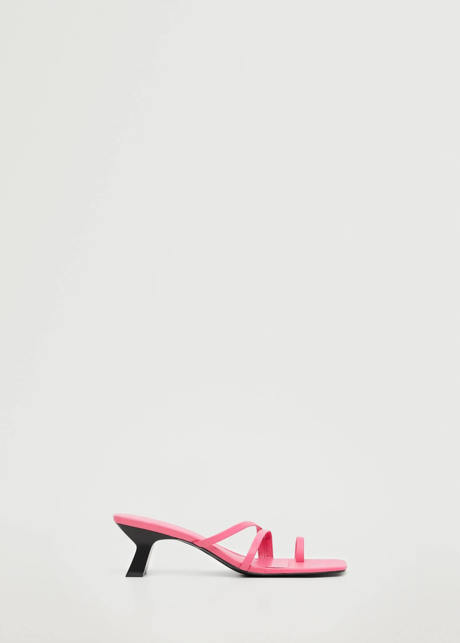 Straps Heel Leather Sandals Black 4 Straps Heel Leather Sandals Black - Image 2